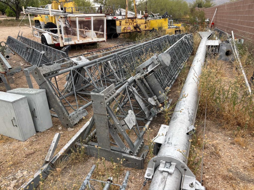 Lattice tower frame sections used in ham radio antenna tower installations and support systems