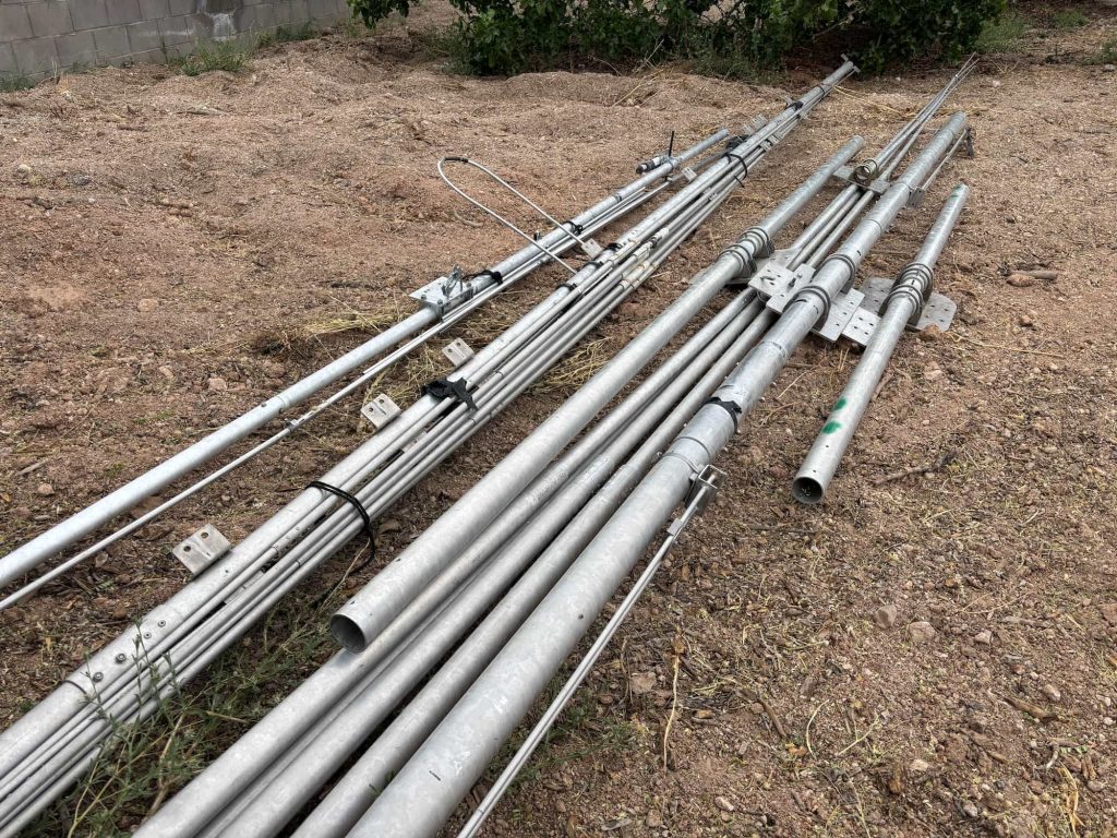 Tower mounting parts and structural brackets for amateur radio antenna installations